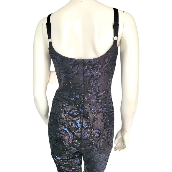 Dress the Population Chloe Sequin Floral Jumper/Pantsuit Women's Small - Picture 4 of 5